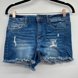 Wax Jean Ripped Distressed Raw Fringe Hem Cut Off Shorts